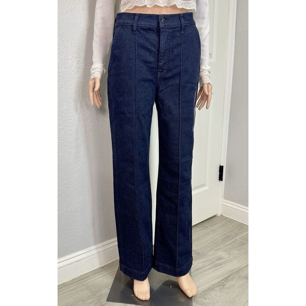 J.Crew High Rise Trouser Jeans Women’s 27 Slim Wide Leg Pintuck Dark Wash NWT